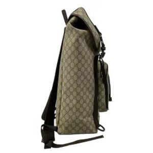 Gucci GG Plus Supreme Interlocking GG Backpack Dark Brown Beige Leather